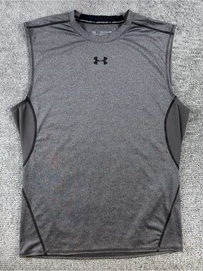 Under Armour Men's 2XL HeatGear Compression Shirt Sleeveless Gray Gym Workout